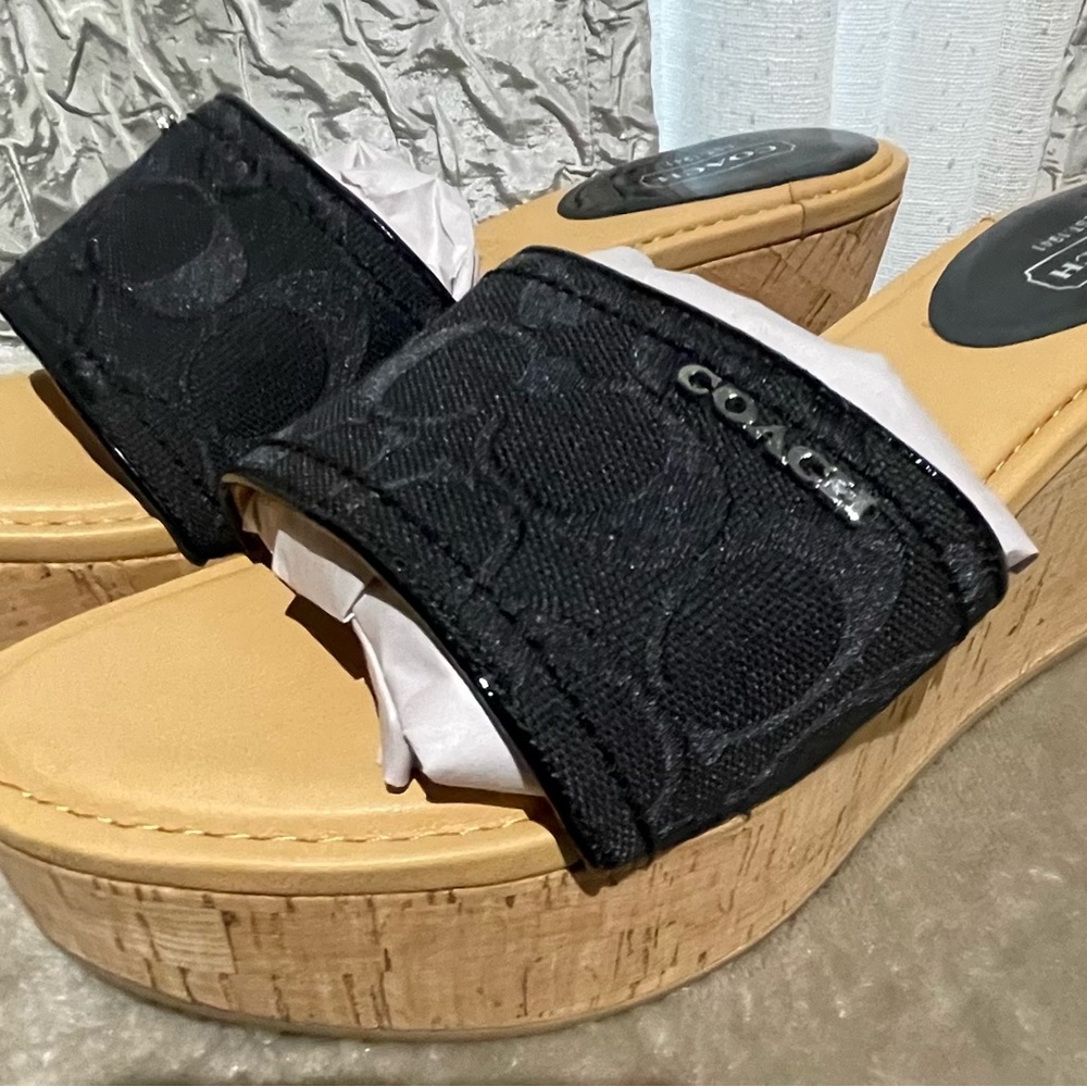Coach Platform sandals, size 8, black